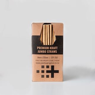 Premium Kraft Jumbo Straw 8 x 235mm 250/pkt