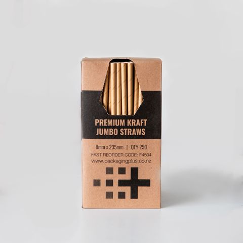 Premium Kraft Jumbo Straw 8 x 235mm 250/pkt