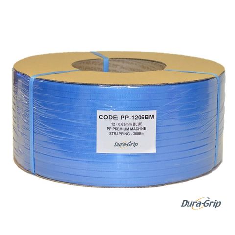 Blue PP Premium Machine Strapping - 12 mm x 3000m Dura-Grip PP-1206BM