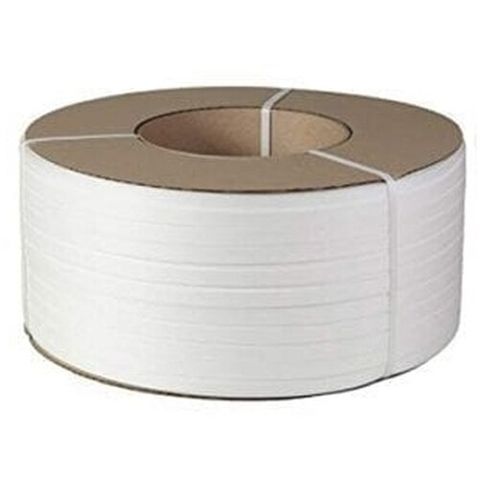 White PP Premium Machine Strapping - 12 mm x 3000m Dura-Grip PP-1206CM