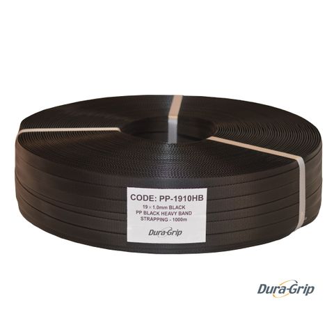 Black PP Heavy Band Strapping - 19 mm x 1000m Dura-Grip PP-1910HB