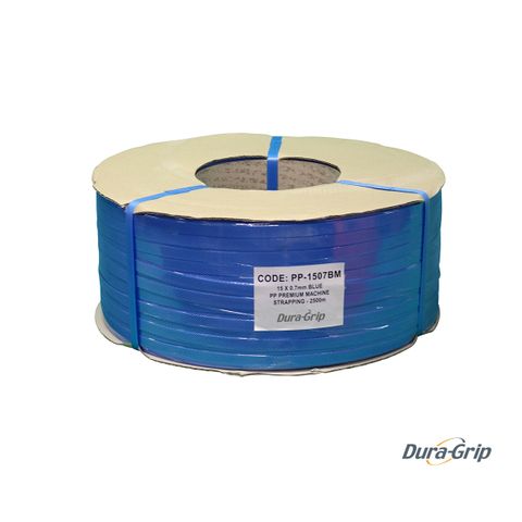 Blue PP Premium Machine Strapping - 15 mm x 2500m Dura-Grip PP-1507BM