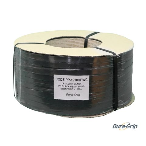 Black PP Heavy Band Strapping - 19 mm x 1000m Dura-Grip PP-1910BWC