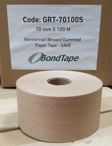 Reinforced Gummed Paper Tape - SAVE - 70 mm X 100 M Bondtape - GRT-70100S