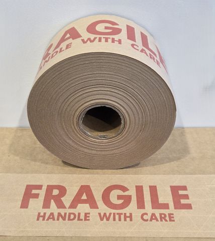 70mm x 100M Saver Reinforced Gummed Paper Tape, Printed - Red Fragile