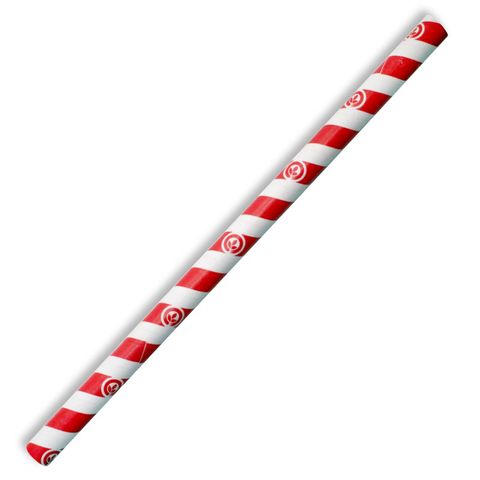 PAPER STRAWS JUMBO R & W STRIPE 10MMX197MM (PKT)