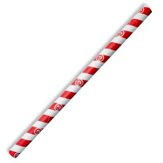PAPER STRAWS JUMBO R & W STRIPE 10MMX197MM (SLV)
