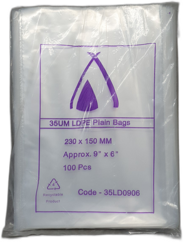 POLY BAG 9X6 (35UM) 230X150MM SLV