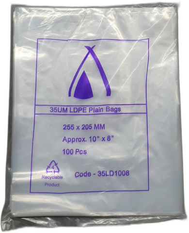 POLY BAG 10X8 (35UM) 255X205MM SLV