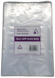 POLY BAG 12X8 (35UM) 305X180MM SLV