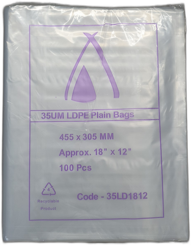 POLY BAG 18X12 (35UM) 305X455MM SLV