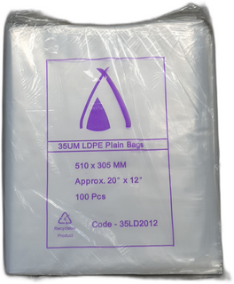 POLY BAG 20X12 (35UM) 510X305MM SLV