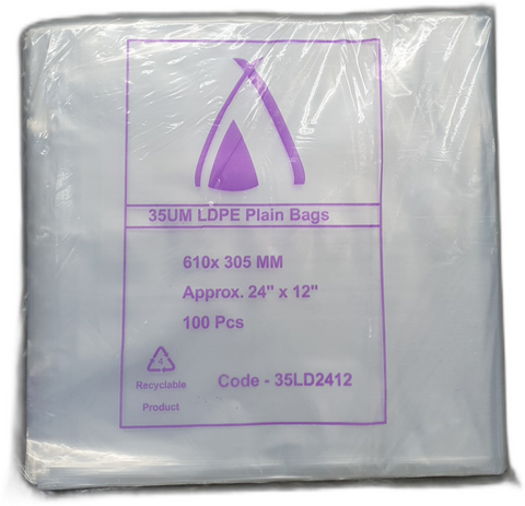 POLY BAG 24X12 (35UM) 610X305MM SLV