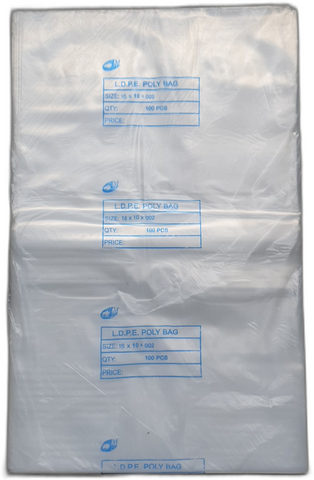 POLY BAG 16X10 (50UM) 405X255MM SLV