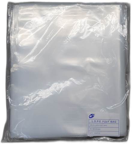 POLY BAG 24X14 (50UM) 610X355MM SLV