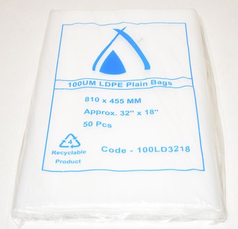 POLY BAG  (100UM) 810 X 455 MM 32X18 SLV