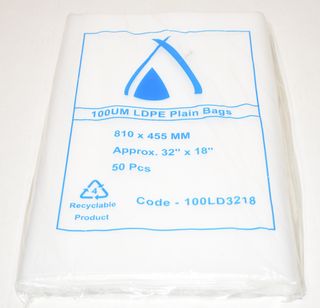 POLY BAG  (100UM) 810 X 455 MM 32X18 SLV