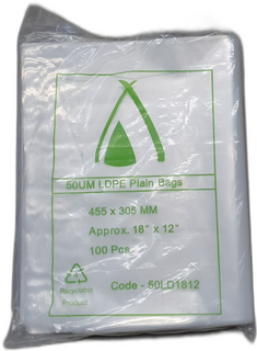 POLY BAG 18X12 (50UM) 455X305MM SLV