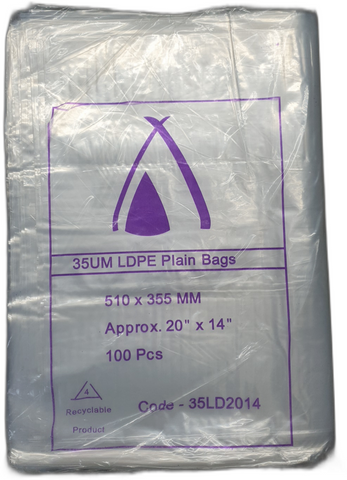 POLY BAG 20X14 (35UM) 510X355MM SLV