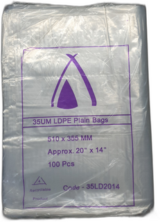 POLY BAG 20X14 (35UM) 510X355MM SLV