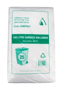 240 LTR BIN LINER NATURAL HDPE 1450X1150 SLV