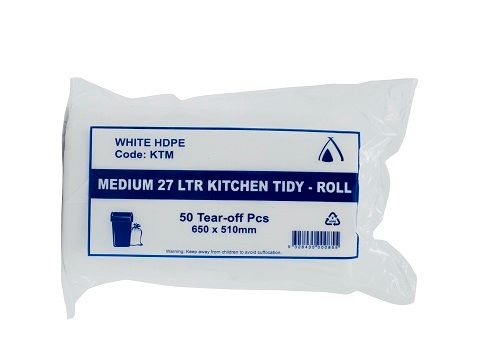 27 LTR KITCHEN TIDY MEDIUM WHITE BIN LINER (SLV)