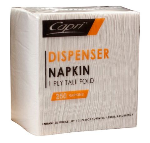 DISPENSER 1 PLY COMPACT NAPKIN WHITE PKT