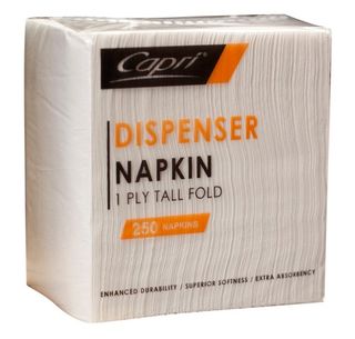 DISPENSER 1 PLY COMPACT NAPKIN WHITE PKT