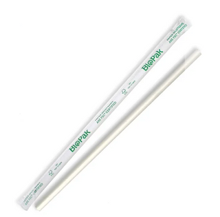 WRAPPED WHITE PAPER STRAWS 6MMX197MM (SLV)