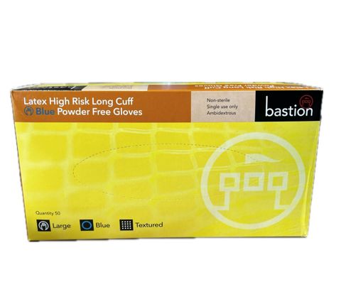 LATEX GLOVE HIGH RISK LONG CUFF P-FREE