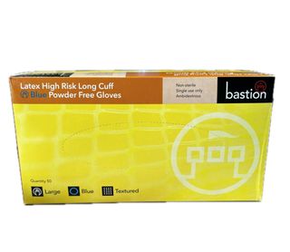 LATEX GLOVE HIGH RISK LONG CUFF P-FREE