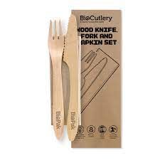 19CM BIO CUTLERY SET KNIFE FORK NAPKIN HY-19KFN