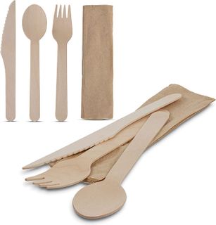 SPOON FORK KNIFE NAP WOODEN CUTLERY SET