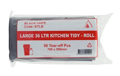 36 LTR KITCHEN TIDY BIN LINER BACK (SLV)