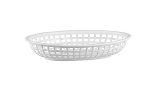 BREAD BASKET-PLASTIC  OVAL WHITE
