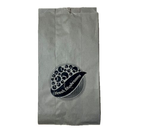 MUSHROOM BAGS BROWN W/ BLACK WRITING