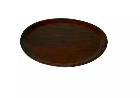 WOOD TRAY-ROUND 330mmMAHOGANY