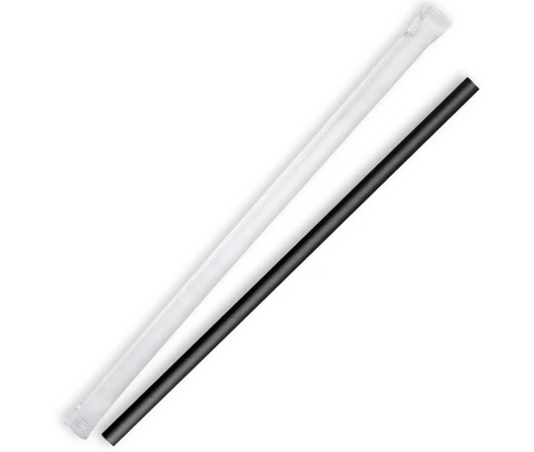 WRAPPED BLACK HD PAPER STRAWS 7MMX197MM (SLV)