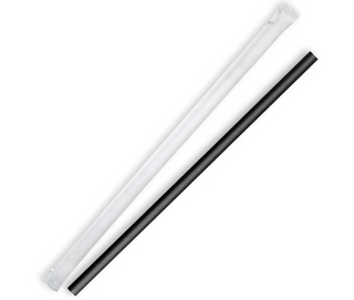 WRAPPED BLACK HD PAPER STRAWS 7MMX197MM (SLV)