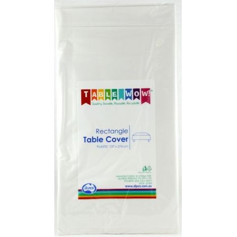 TABLE COVER RECTANGLE PLASTIC WHITE (12)