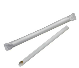 BUBBLE TEA STRAWS PAPER WHITE WRAPPED 12X230MM
