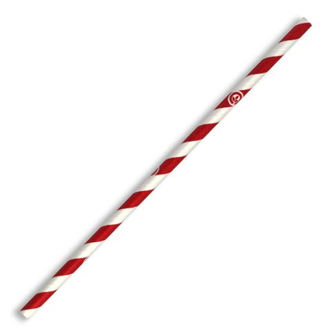 PAPER STRAWS RED STRIPE 6MMX197MM