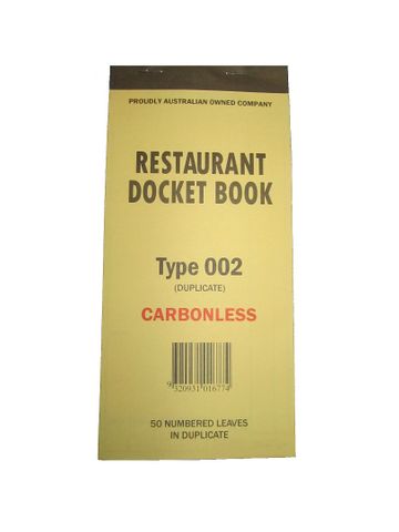 DOCKET BOOK 002  DUPLICATE LGE CARBONLES