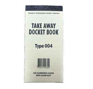 DOCKET BOOK 004 SINGLE SHEET (100) W/ CLAIM SLIP