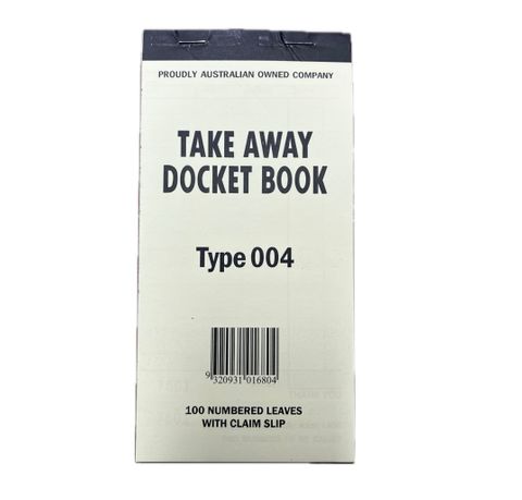 DOCKET BOOK 004 SINGLE SHEET (100) W/ CLAIM SLIP