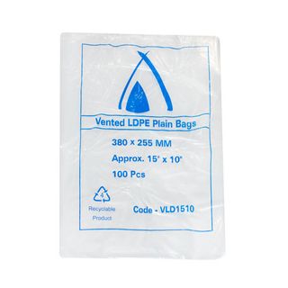 15 X 10 VENTED LDPE BAG 32UM 380X255