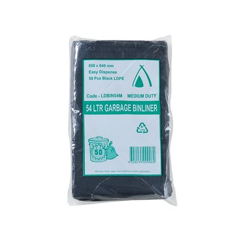 54 LT M/DUTY BIN LINER BLACK