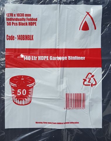 140 LTR (TP-HIGH) BIN LINER BLACK HDPE