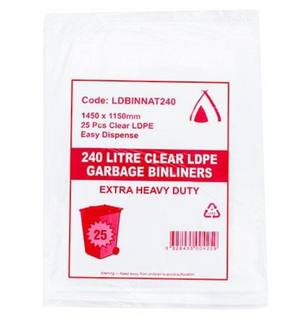 (TP-HIGH) CLEAR 140L BIN LINER HDPE 1270X1030