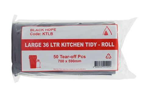 36 LTR KITCHEN TIDY BIN LINER BLACK